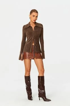 SOLADO Lapel Neck Split Cuff Fluffy Long Sleeve Top -SOLADO Shop jpeg 8714eda5 459e 48f5 b606 9202060f8d2e 1800x1800