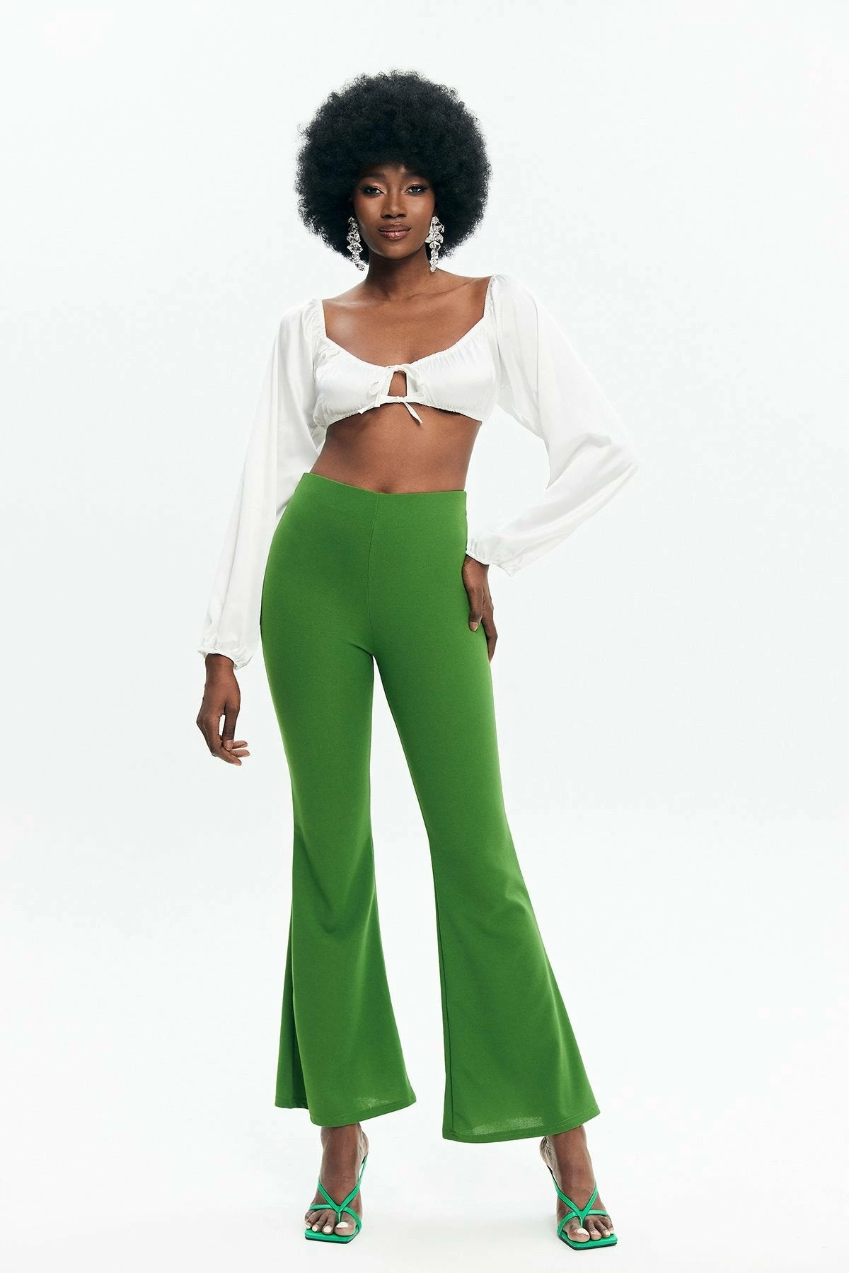 Solado Keyhole Tie Front Puff Sleeve Crop Top 5 Solado Keyhole Tie Front Puff Sleeve Crop Top - Image 3