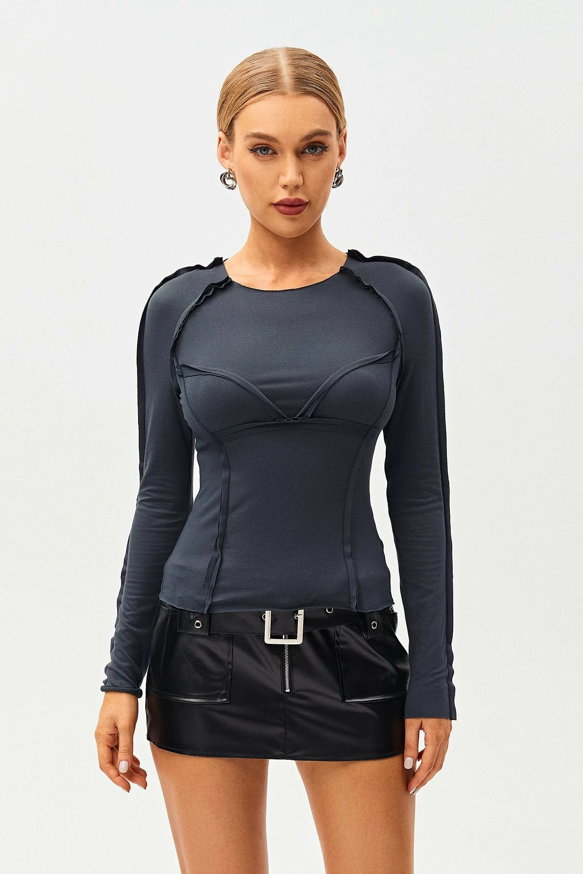Solado Seam Detail Cinched Waist Long Sleeve Top 4 Solado Seam Detail Cinched Waist Long Sleeve Top - Image 2