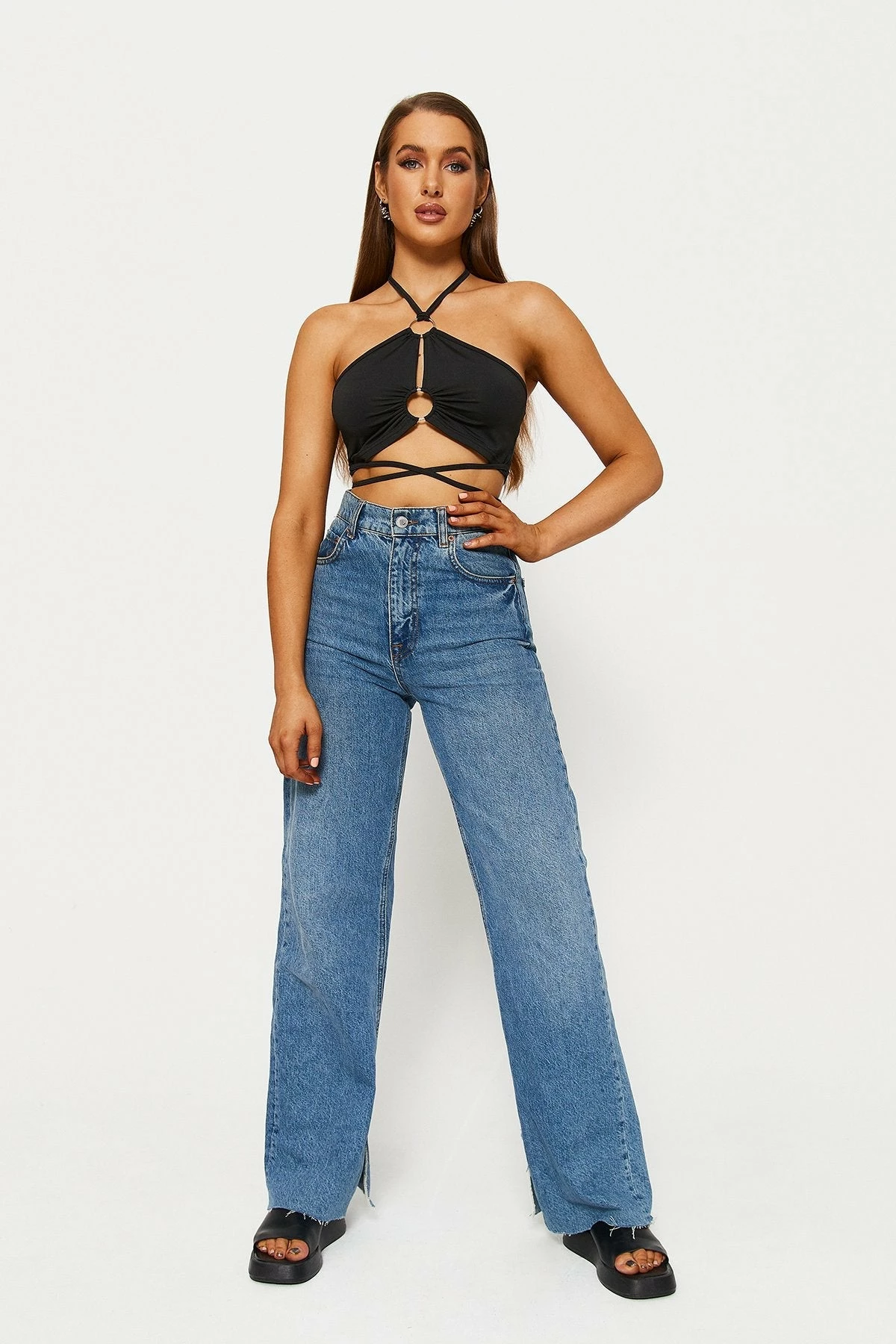 Solado Halter Neck Cut Out Cross Tie Backless Crop Top 6 Solado Halter Neck Cut Out Cross Tie Backless Crop Top - Image 4