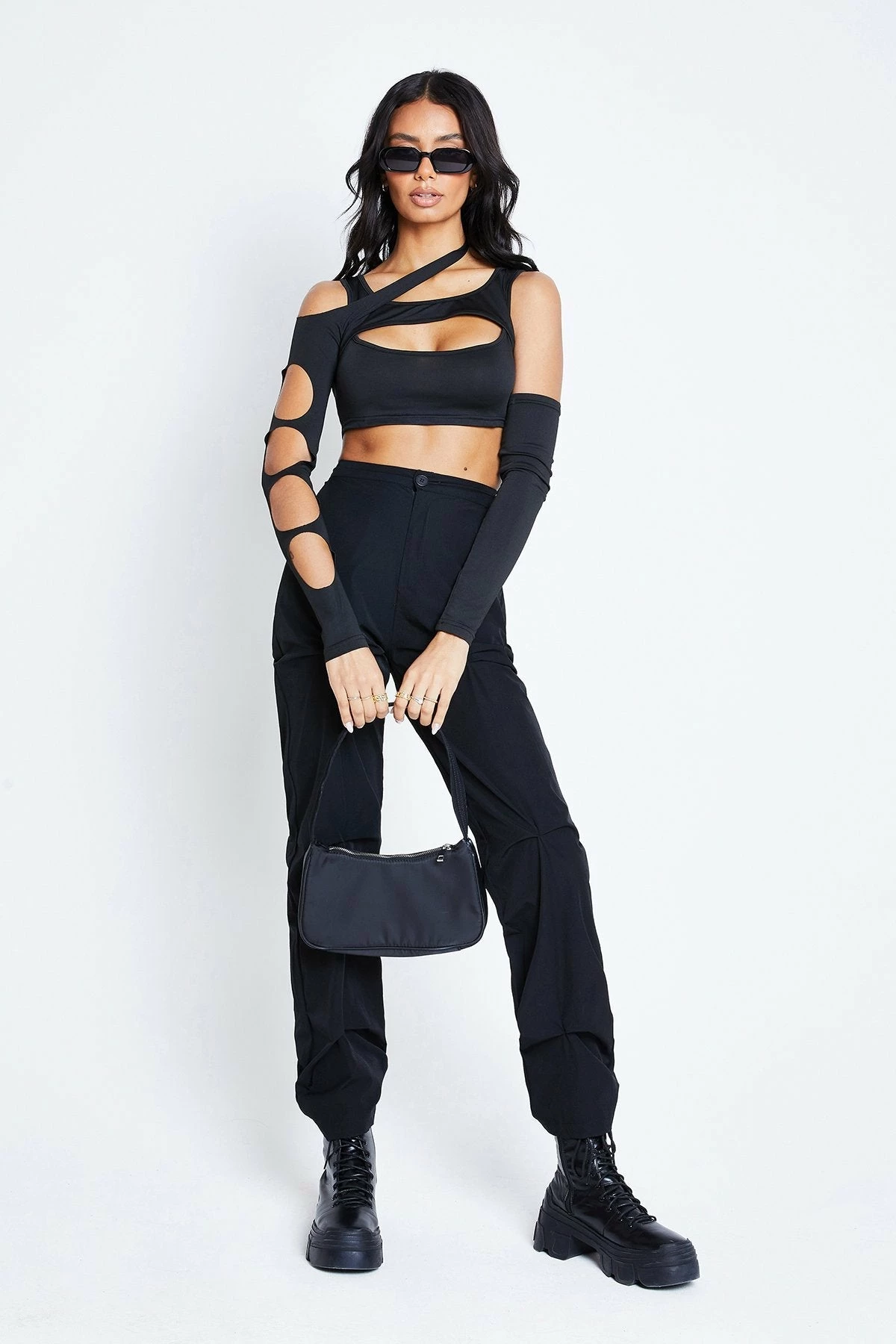 SOLADO Asymmetrical Neck Cut Out Cold Shoulder Crop Top 7 SOLADO Asymmetrical Neck Cut Out Cold Shoulder Crop Top - Image 5