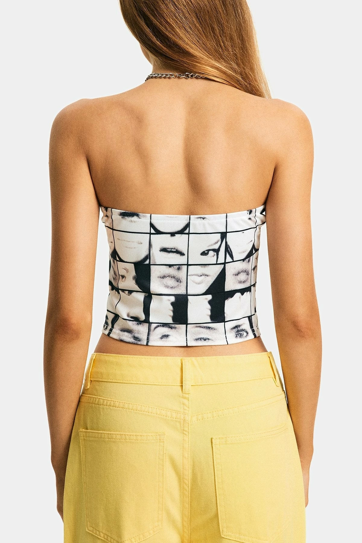 Solado Facial Features Print Tube Backless Crop Top 9 Solado Facial Features Print Tube Backless Crop Top - Image 7