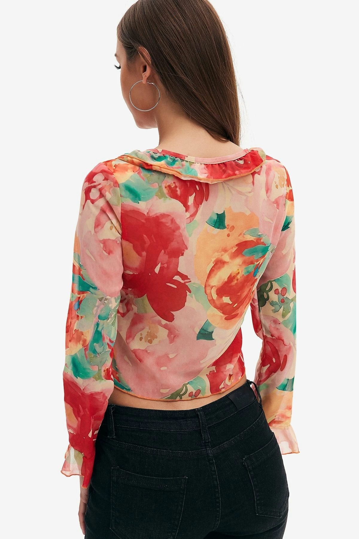Solado Floral Print Tie Front Ruffle Long Sleeve Top 4 Solado Floral Print Tie Front Ruffle Long Sleeve Top - Image 2
