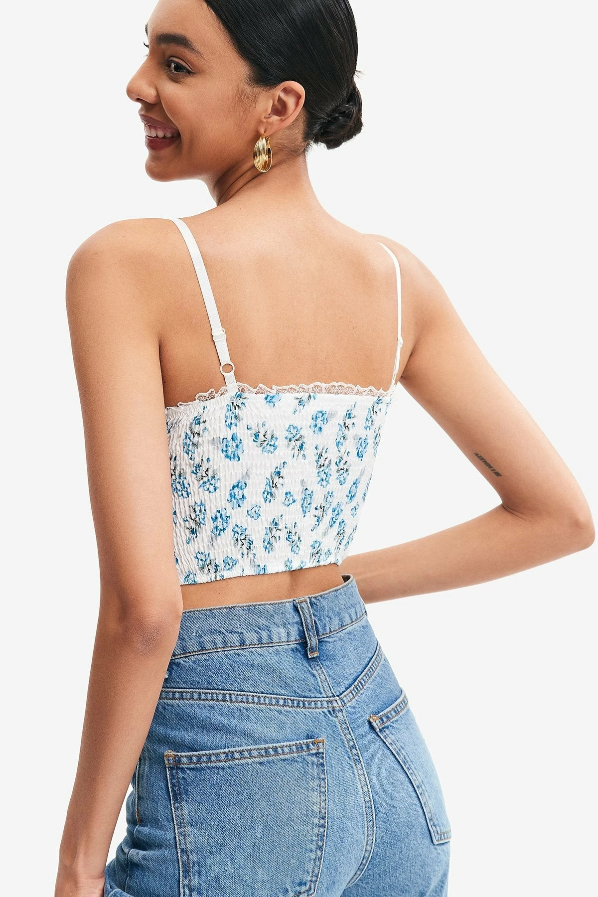 Solado Floral Print Lace Up Asymmetric Hem Crop Top 4 Solado Floral Print Lace Up Asymmetric Hem Crop Top - Image 2