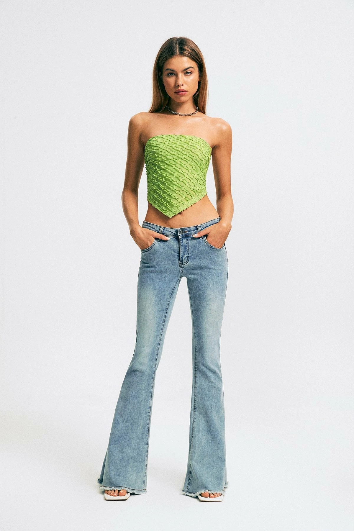Solado Textured Hanky Hem Tie Backless Tube Crop Top 7 Solado Textured Hanky Hem Tie Backless Tube Crop Top - Image 5