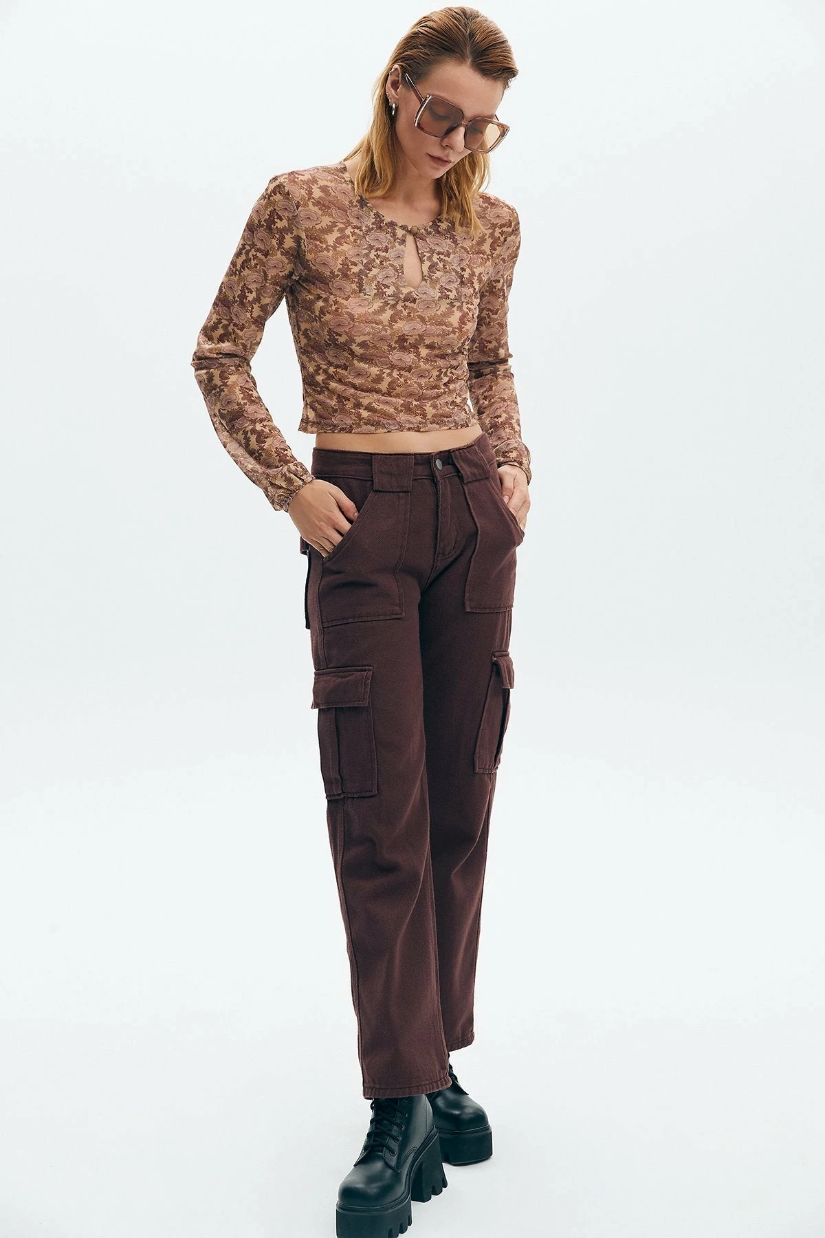 Solado Mesh Print Keyhole Long Sleeve Top 4 Solado Mesh Print Keyhole Long Sleeve Top - Image 2