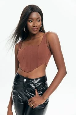 Solado Solid Boning Curved Hem Corset Top