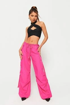 Alternative view of SOLADO Halter Neck Cross Wrap Backless Crop Top
