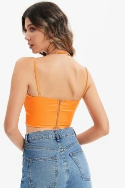 Alternative view of Solado Cowl Neck Boning Zip Back Crop Top