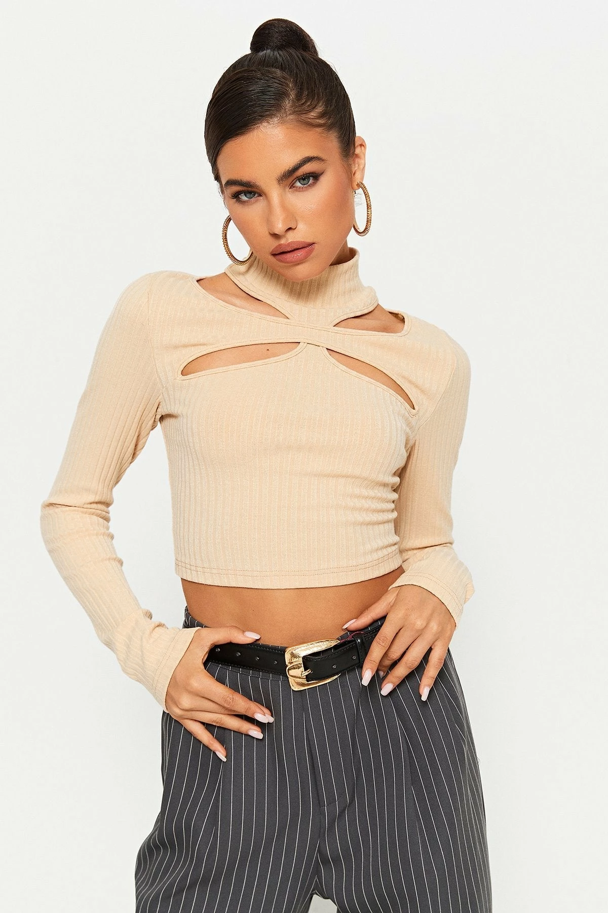 SOLADO 2 In 1 Mock Neck Cut Out Knitted Long Sleeve Top 4 SOLADO 2 In 1 Mock Neck Cut Out Knitted Long Sleeve Top - Image 2