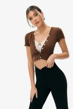 Solado 2 In 1 Lace Splicing Lettuce Trim Crop Top