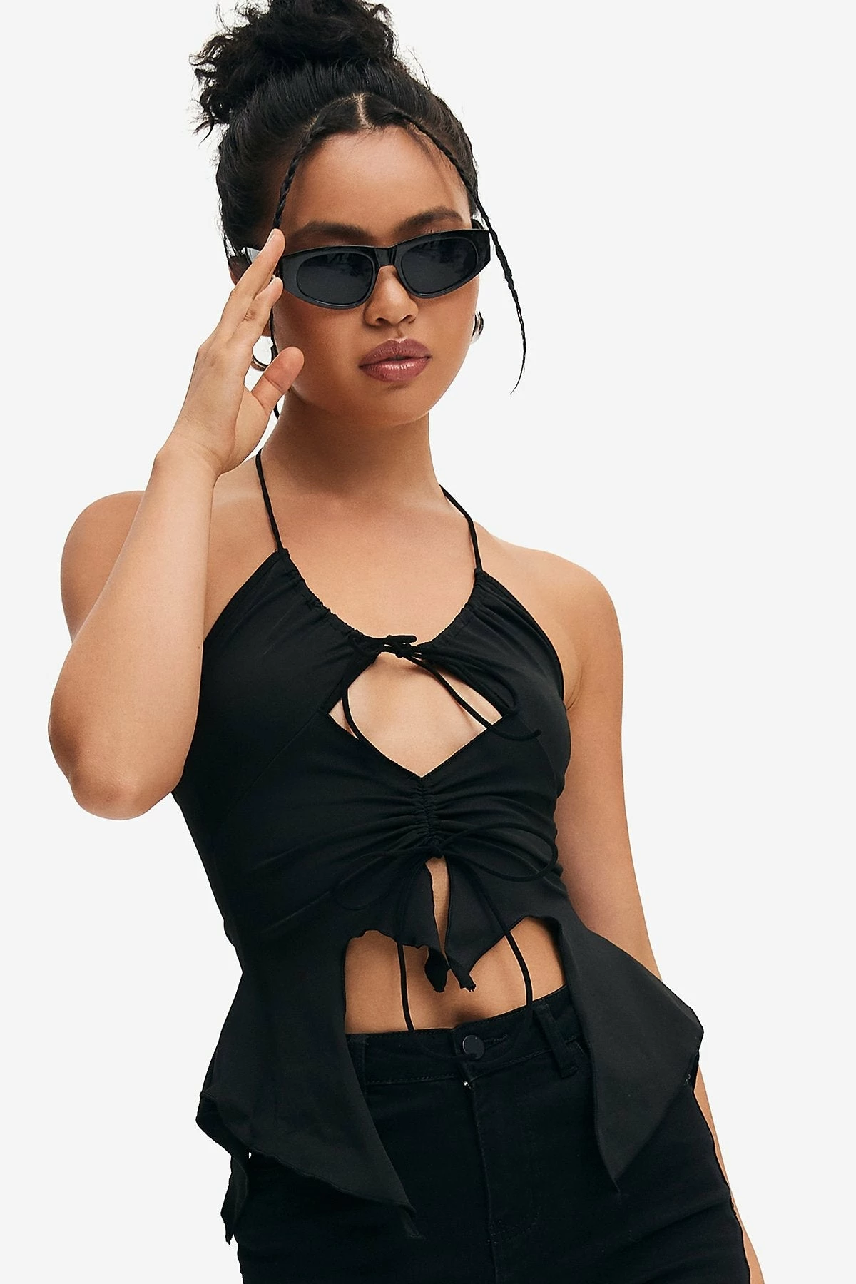 Solado Halter Neck Cut Out Asymmetrical Hem Backless Crop Top 5 Solado Halter Neck Cut Out Asymmetrical Hem Backless Crop Top - Image 3