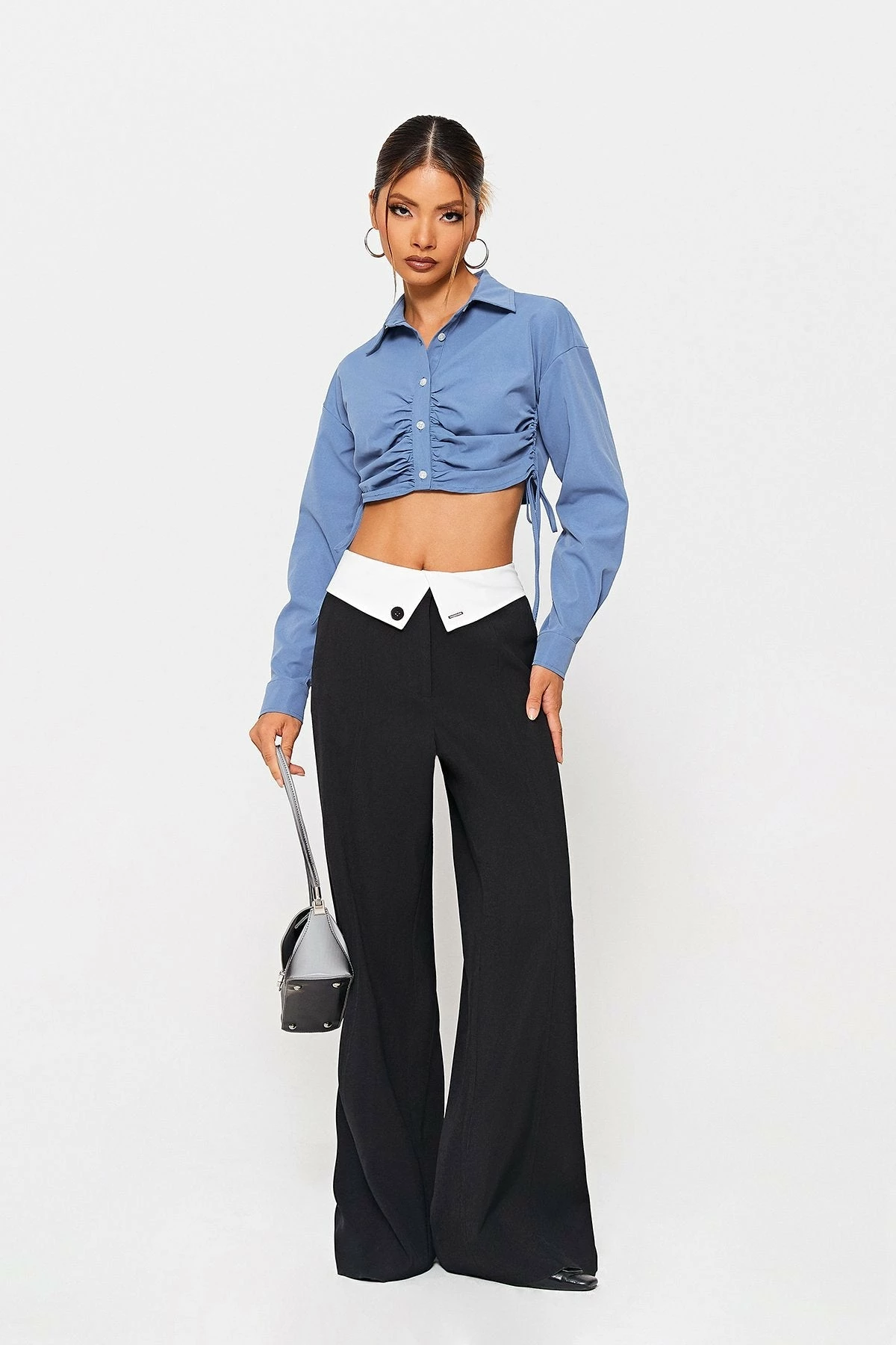 SOLADO Lapel Neck Drawstring Ruched Long Sleeve Shirt 5 SOLADO Lapel Neck Drawstring Ruched Long Sleeve Shirt - Image 3