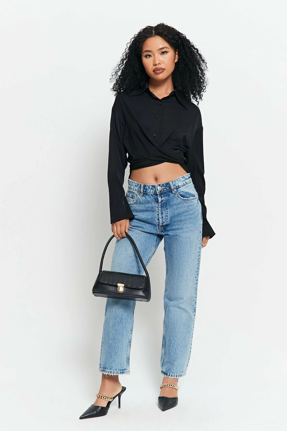 SOLADO Lapel Neck Cross Wrap Cinched Waist Blouse 6 SOLADO Lapel Neck Cross Wrap Cinched Waist Blouse - Image 4