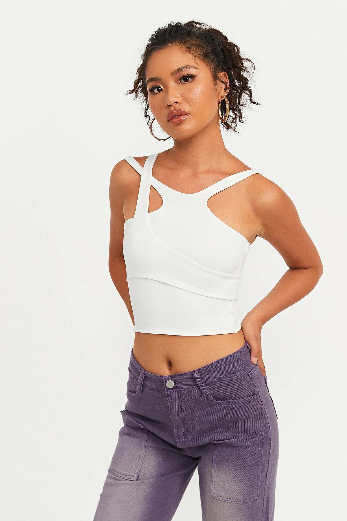 Solado Solid Asymmetrical Neck Crop Top 4 Solado Solid Asymmetrical Neck Crop Top - Image 2
