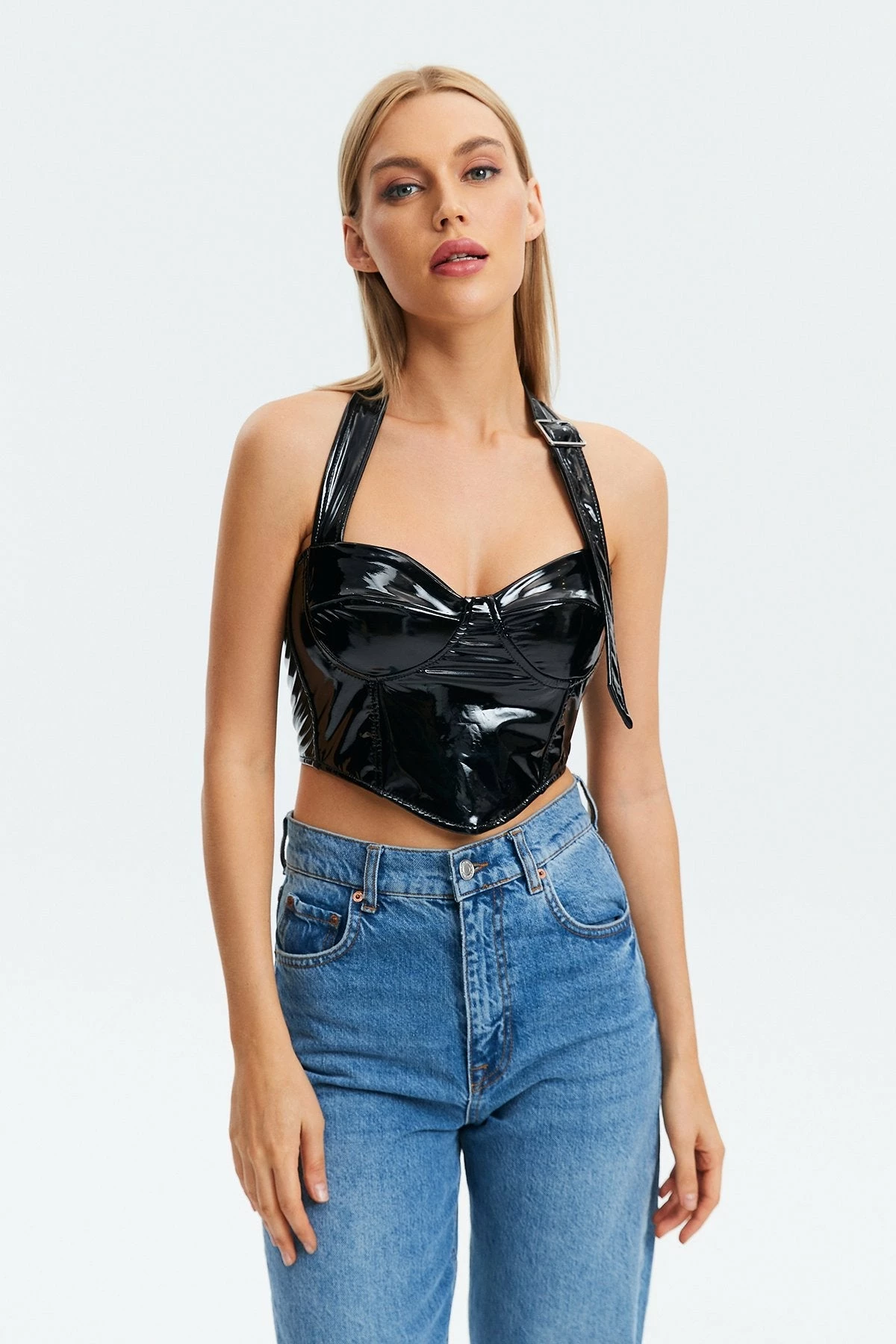 Solado Vinyl Lace Up Back Halter Neck Tank Top 5 Solado Vinyl Lace Up Back Halter Neck Tank Top - Image 3