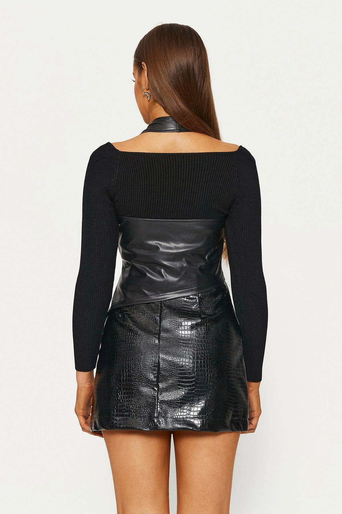 Solado Cut Out Lace Up Asymmetrical Hem PU Leather Tank Top Without Knitted Top 5 Solado Cut Out Lace Up Asymmetrical Hem PU Leather Tank Top Without Knitted Top - Image 3