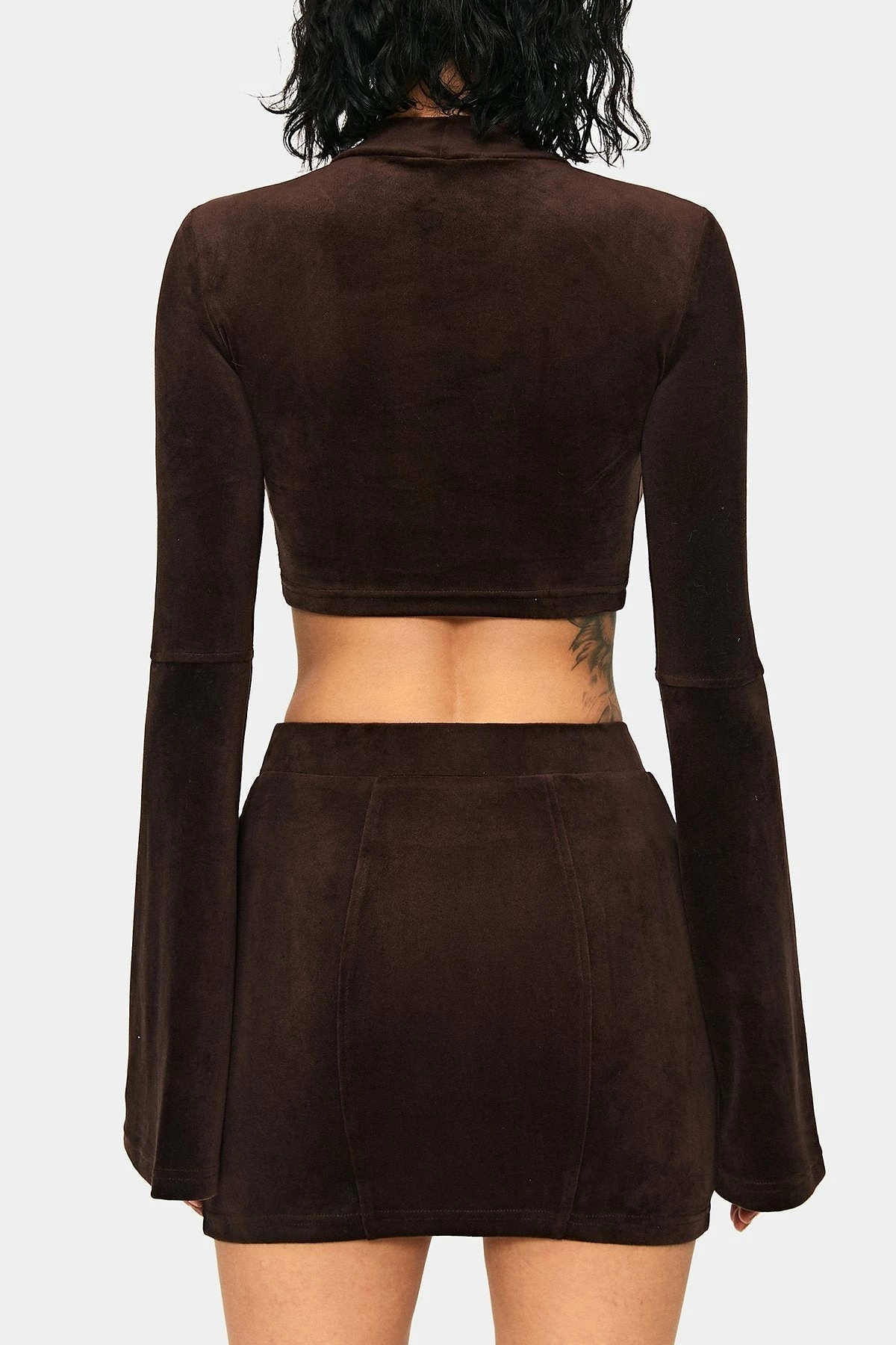 SOLADO Velvet Mock Neck Flared Sleeve Crop Top 9 SOLADO Velvet Mock Neck Flared Sleeve Crop Top - Image 7