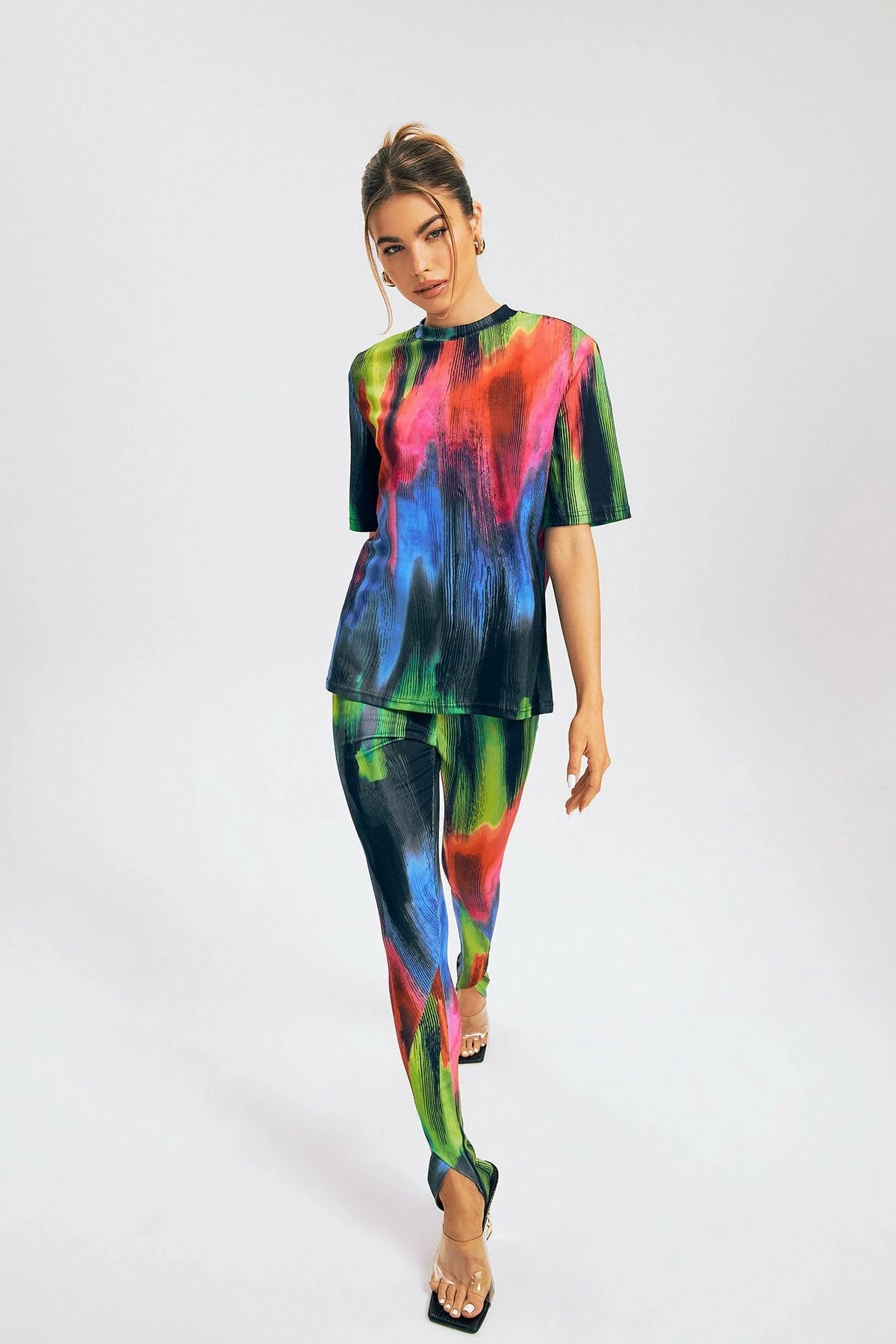 Solado Abstract Print Short Sleeve Colorblock T-Shirt 6 Solado Abstract Print Short Sleeve Colorblock T-Shirt - Image 4