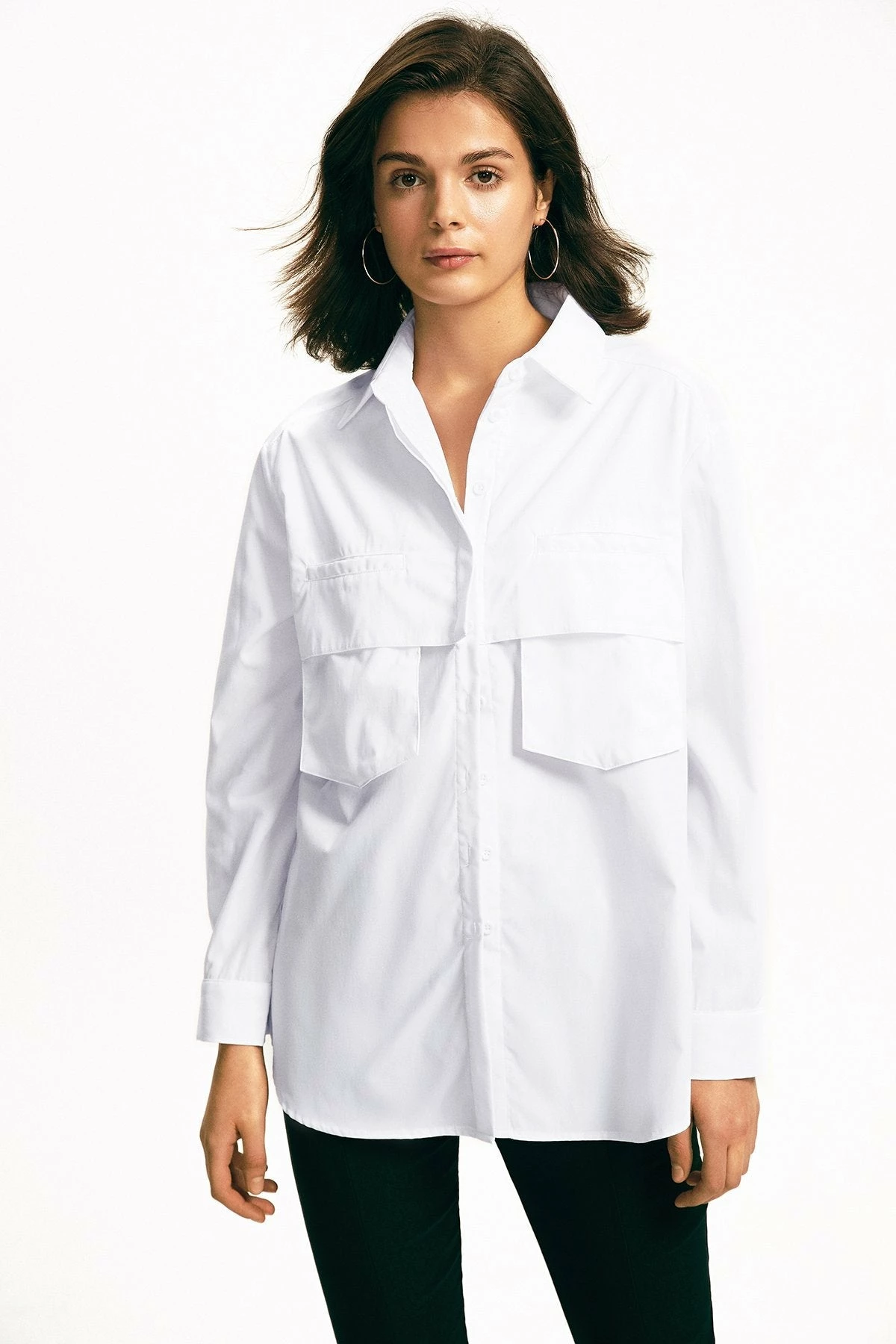 Solado Lapel Neck Dual Pocket Long Sleeve Solid Blouse 3 Solado Lapel Neck Dual Pocket Long Sleeve Solid Blouse