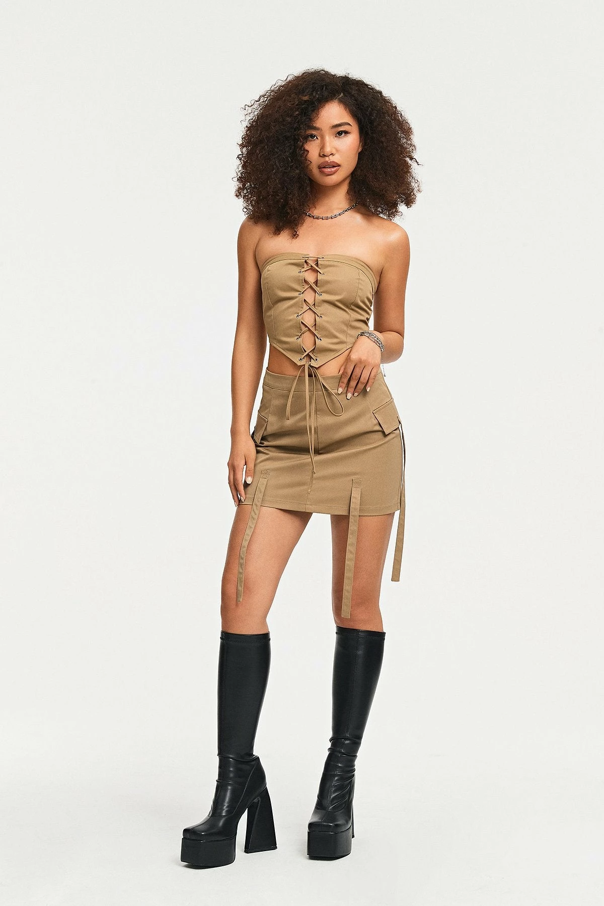 SOLADO Off Shoulder Lace Up Asymmetrical Hem Crop Top 6 SOLADO Off Shoulder Lace Up Asymmetrical Hem Crop Top - Image 4