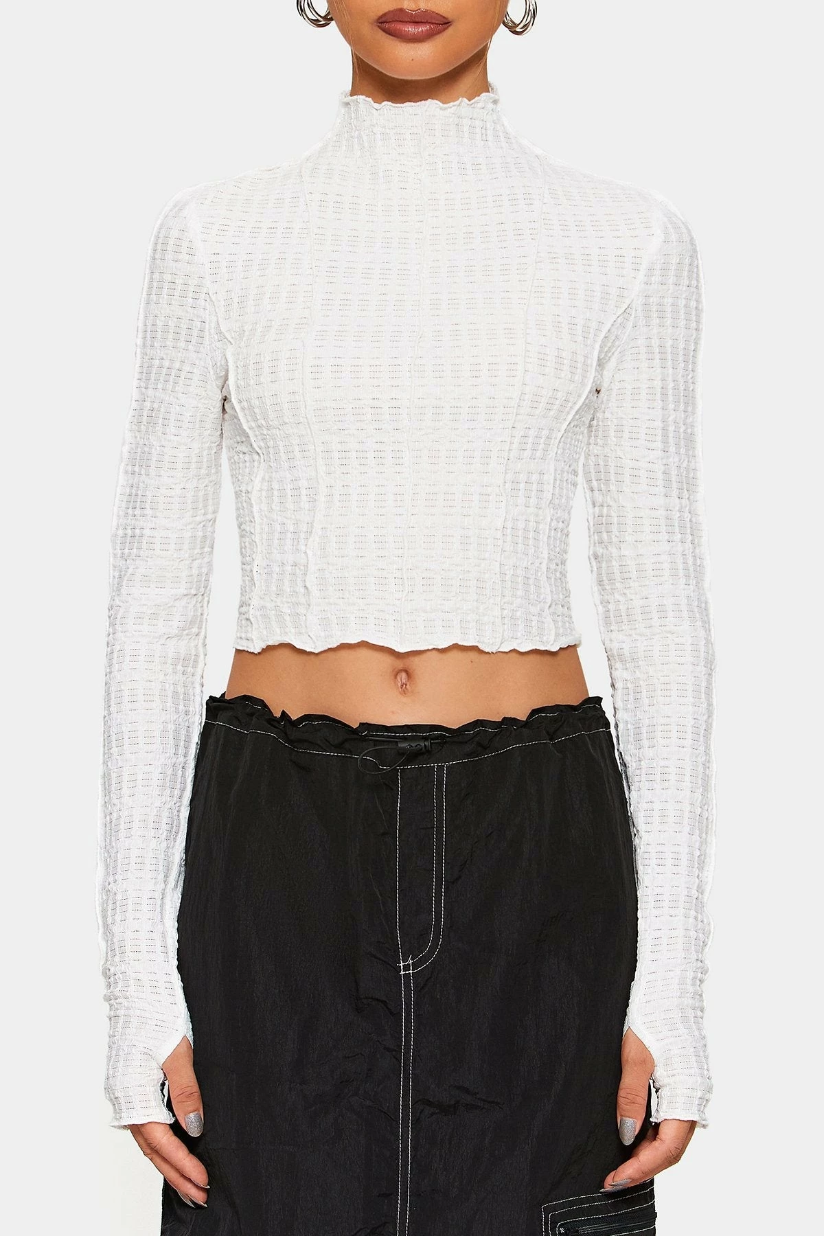 SOLADO Mock Neck Seam Detail Textured Long Sleeve Top 8 SOLADO Mock Neck Seam Detail Textured Long Sleeve Top - Image 6