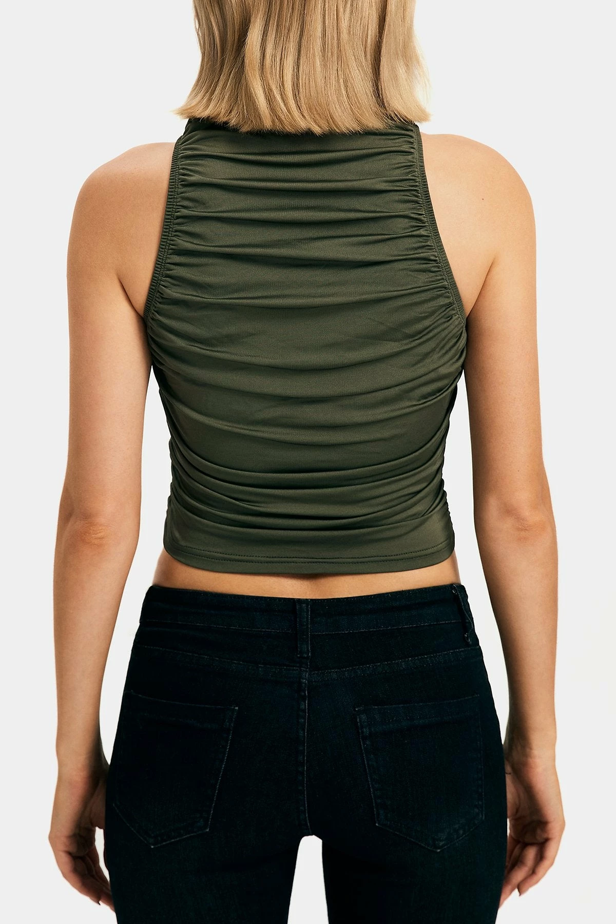 Solado Mock Neck Ruched Sleeveless Crop Top 9 Solado Mock Neck Ruched Sleeveless Crop Top - Image 7