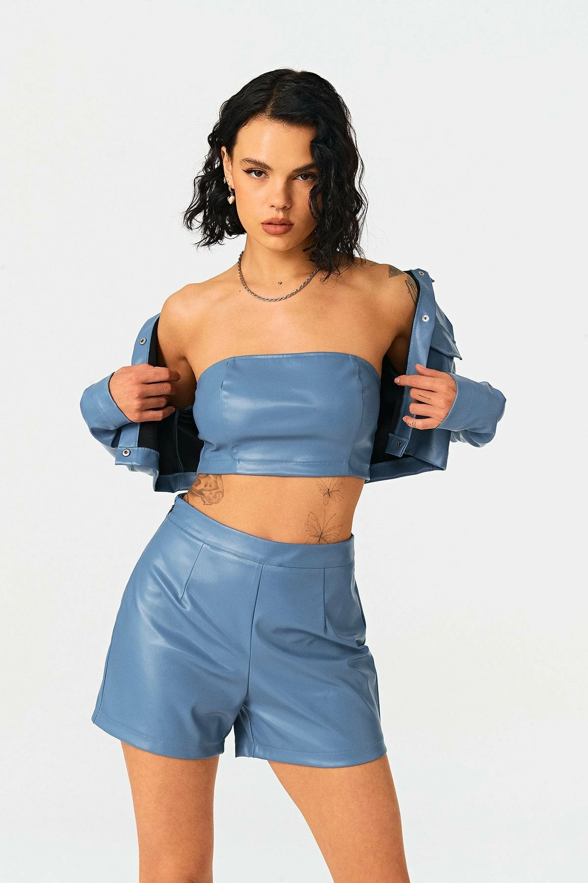 SOLADO Off Shoulder Zipper Back PU Leather Crop Top 4 SOLADO Off Shoulder Zipper Back PU Leather Crop Top - Image 2