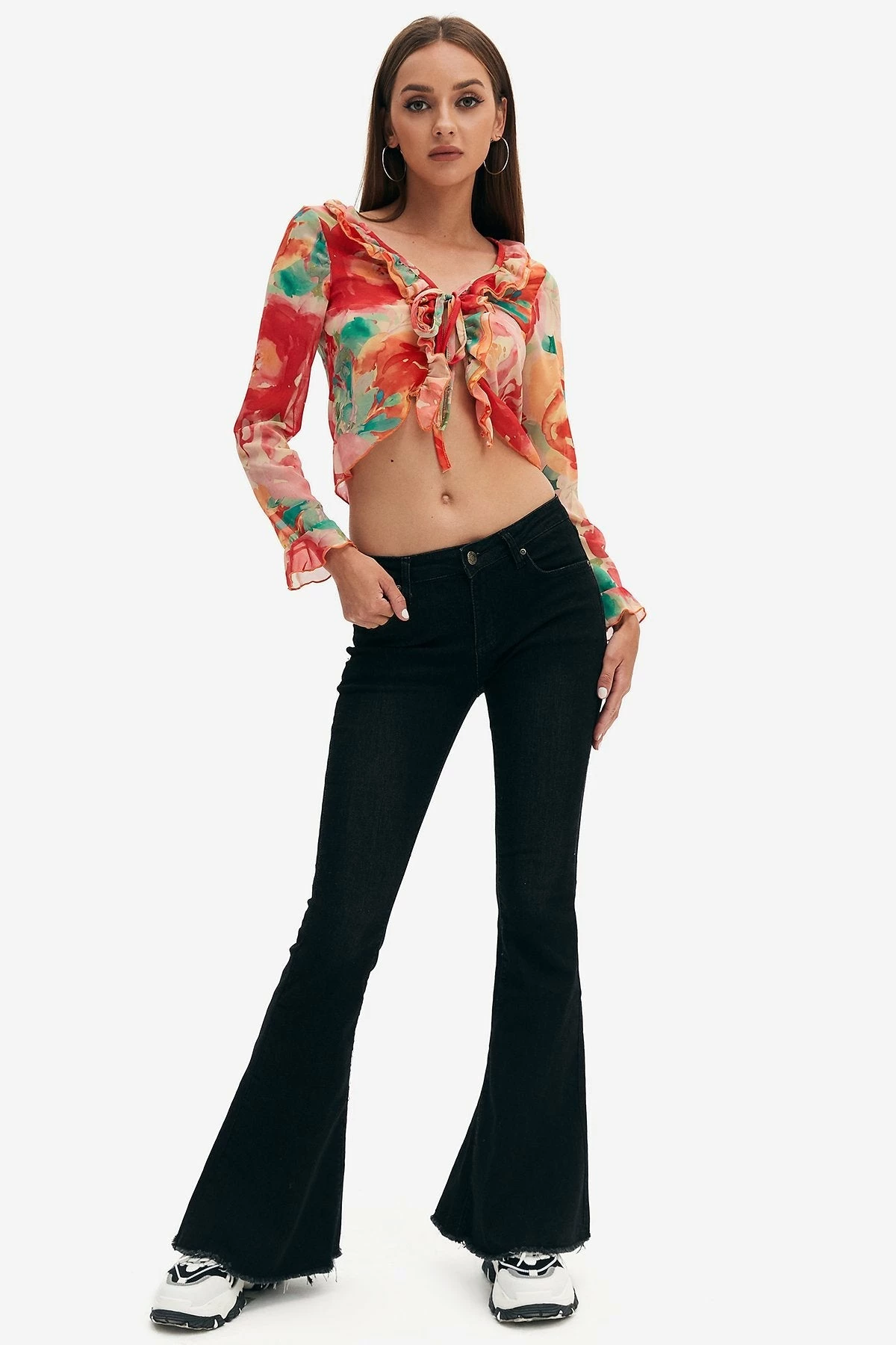 Solado Floral Print Tie Front Ruffle Long Sleeve Top 6 Solado Floral Print Tie Front Ruffle Long Sleeve Top - Image 4