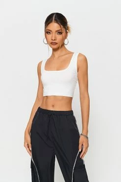 SOLADO Basic Square Neck Solid Sport Tank Top