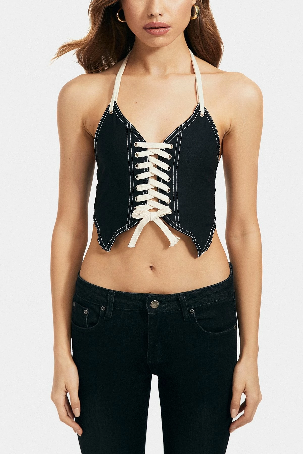 Solado Halter Neck Lace Up Colorblock Backless Tank Top 8 Solado Halter Neck Lace Up Colorblock Backless Tank Top - Image 6