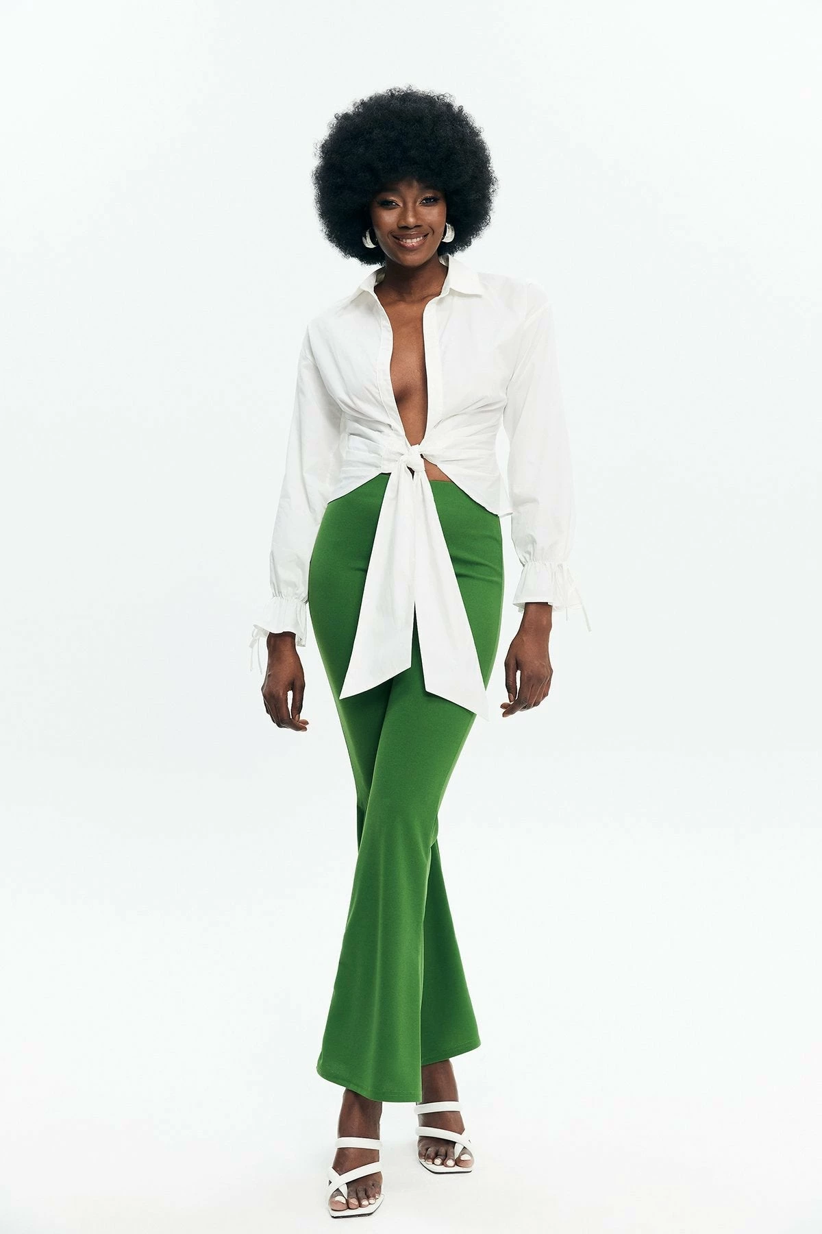 Solado Tie Detail Ruched Plunging Neck Shirt 6 Solado Tie Detail Ruched Plunging Neck Shirt - Image 4