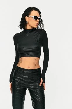 Solado Mock Neck PU Leather Splicing Long Sleeve Top 8 Solado Mock Neck PU Leather Splicing Long Sleeve Top -SOLADO Shop jpeg b5a41fc5 0e35 4c2e 9202 2e7384ad3c0f 1800x1800