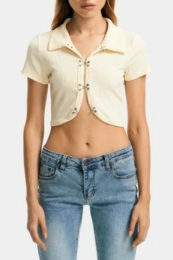 Solado Lapel Neck Buckle Front Short Sleeve Crop Top -SOLADO Shop jpeg b66711ed b3e4 401d 8b36 a1be70dc2d5e 1800x1800