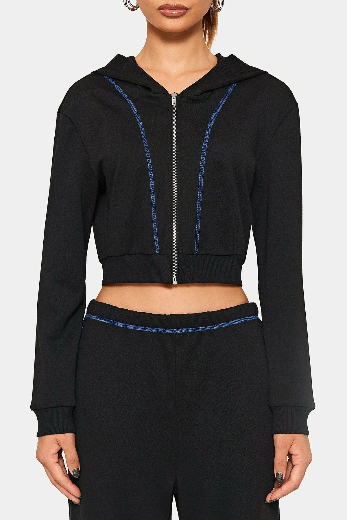 SOLADO Top-stitching Zipper Front Long Sleeve Hoodie 7 SOLADO Top-stitching Zipper Front Long Sleeve Hoodie - Image 6