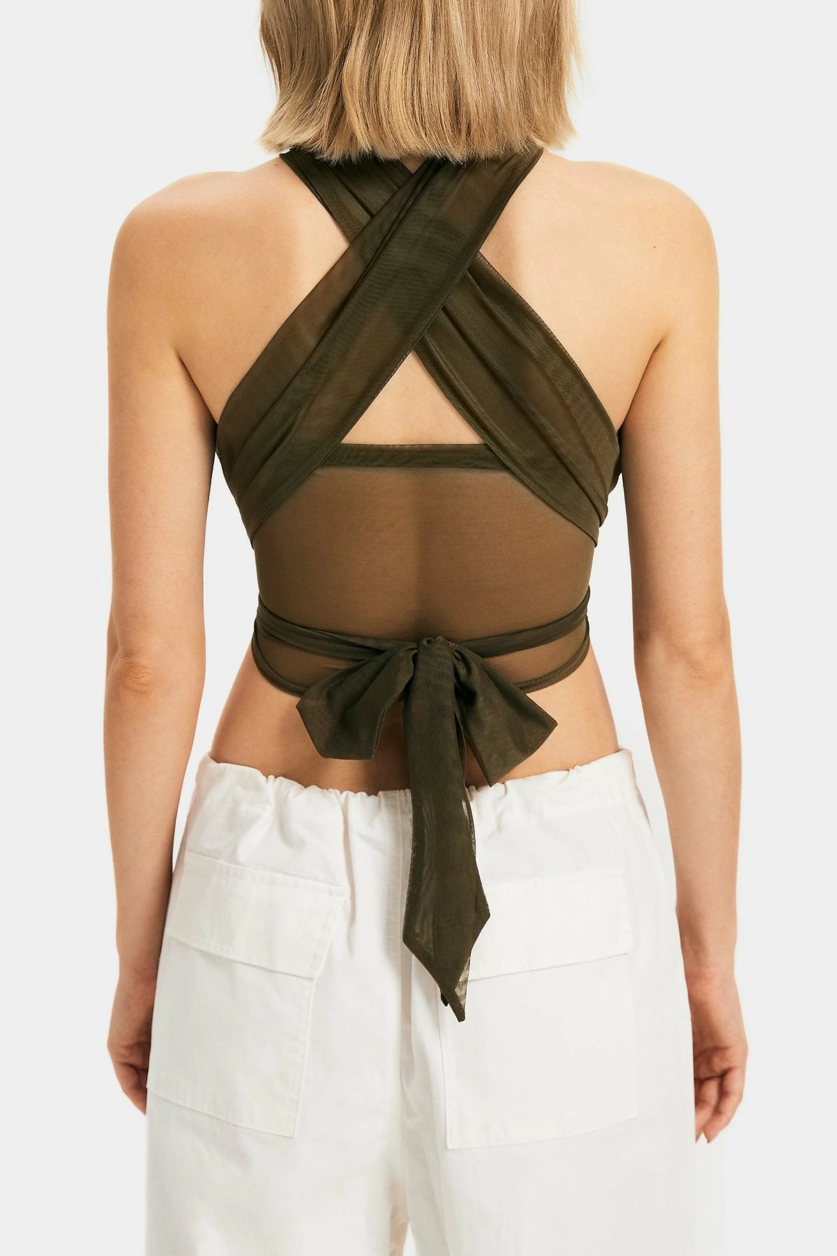 SOLADO Mesh Halter Neck Cross Tie Crop Top 10 SOLADO Mesh Halter Neck Cross Tie Crop Top - Image 8