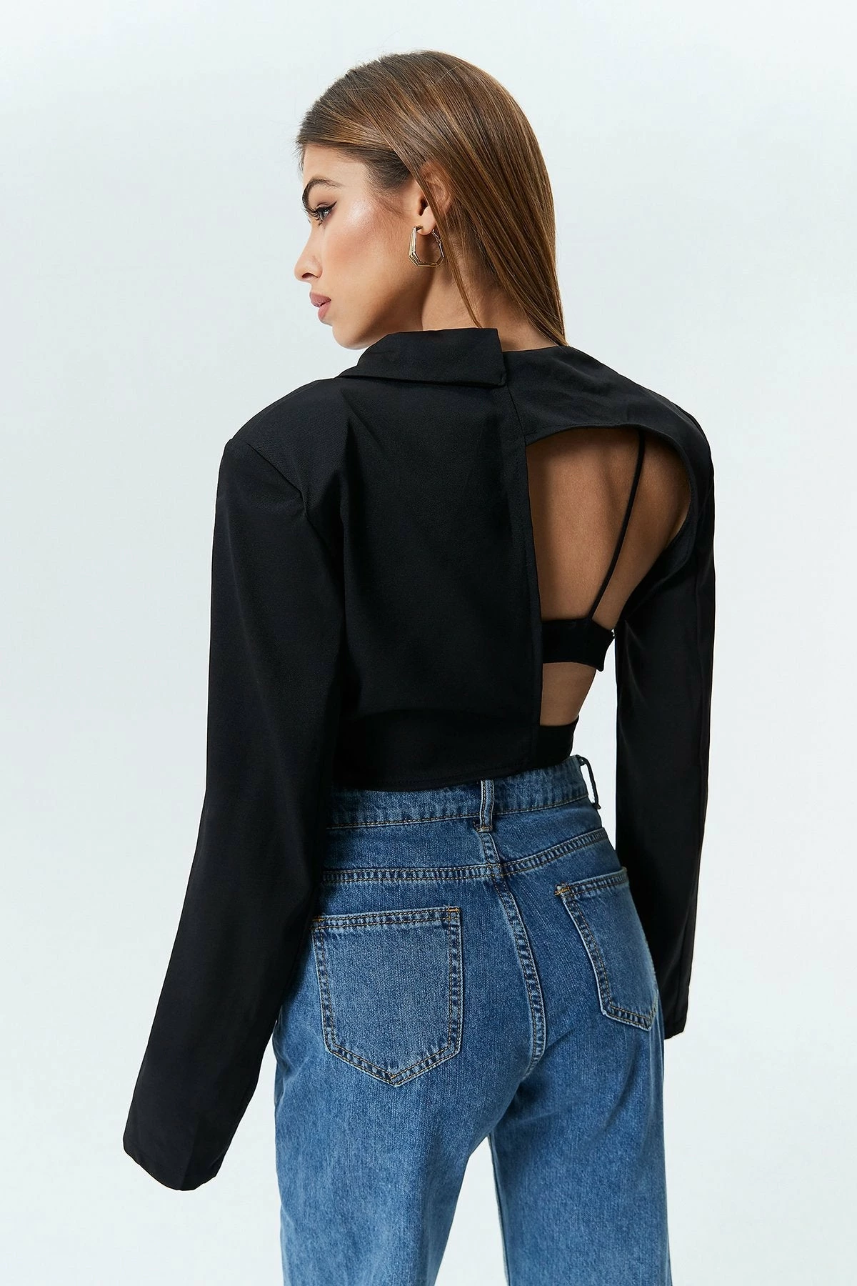 Solado Asymmetrical Neck Long Sleeve Blazer Without Bra 4 Solado Asymmetrical Neck Long Sleeve Blazer Without Bra - Image 2