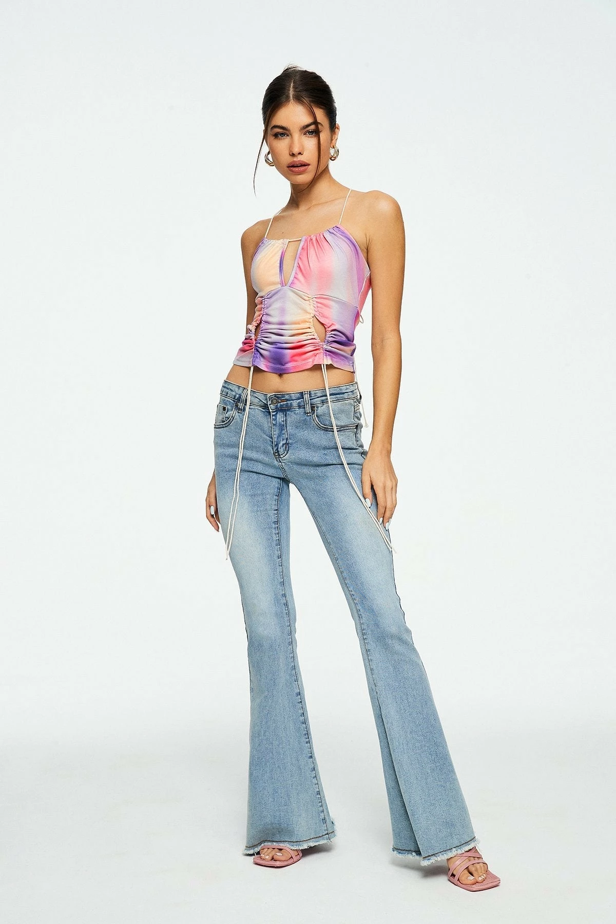 Solado Tie Dye Drawstring Ruched Backless Crop Top 7 Solado Tie Dye Drawstring Ruched Backless Crop Top - Image 5