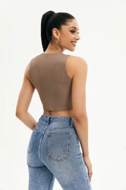 Alternative view of Solado Ribbed Lace Up Seam Detail Crop Top