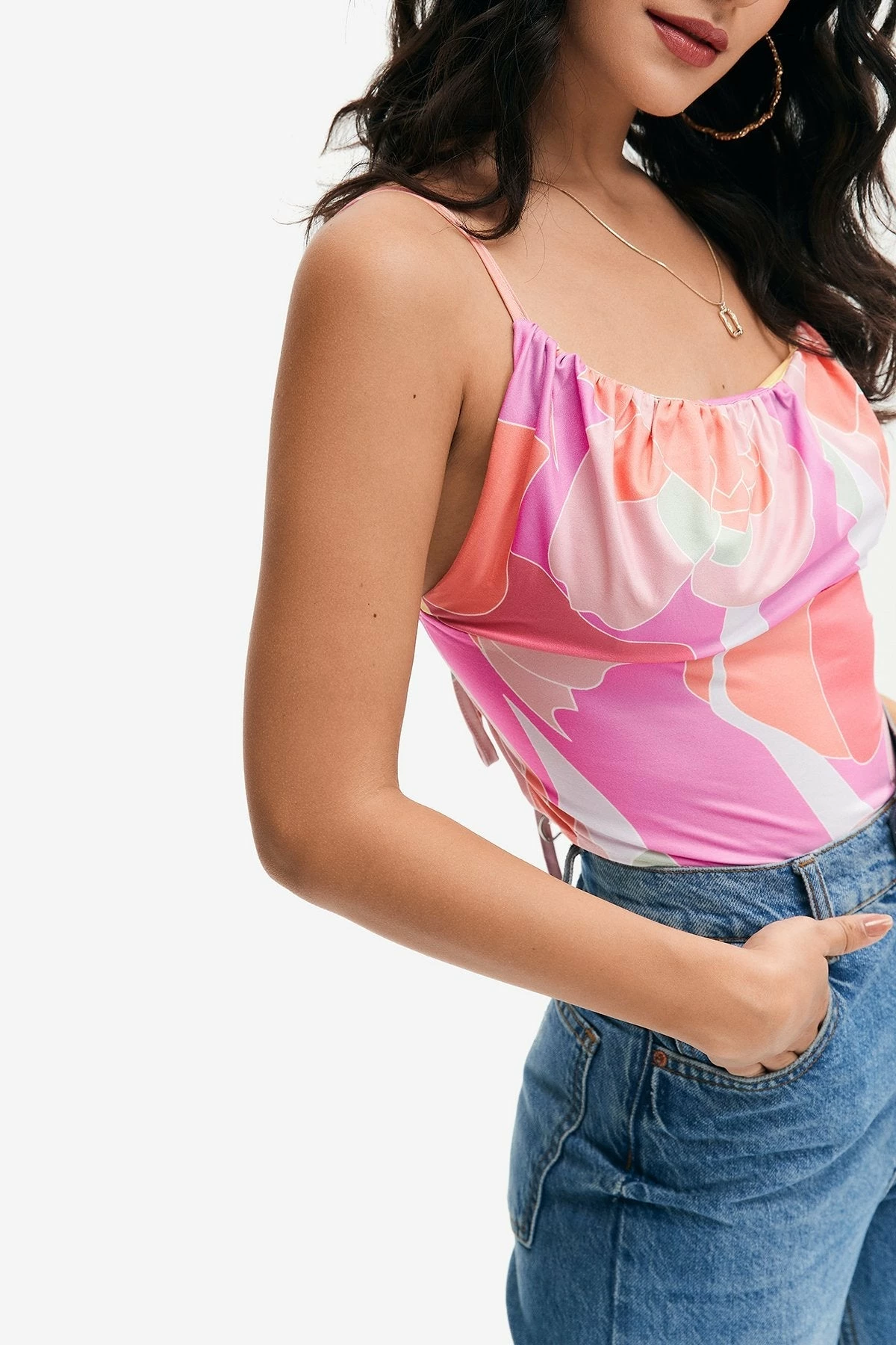 Solado Floral Print Ruched Backless Cami Crop Top 7 Solado Floral Print Ruched Backless Cami Crop Top - Image 5