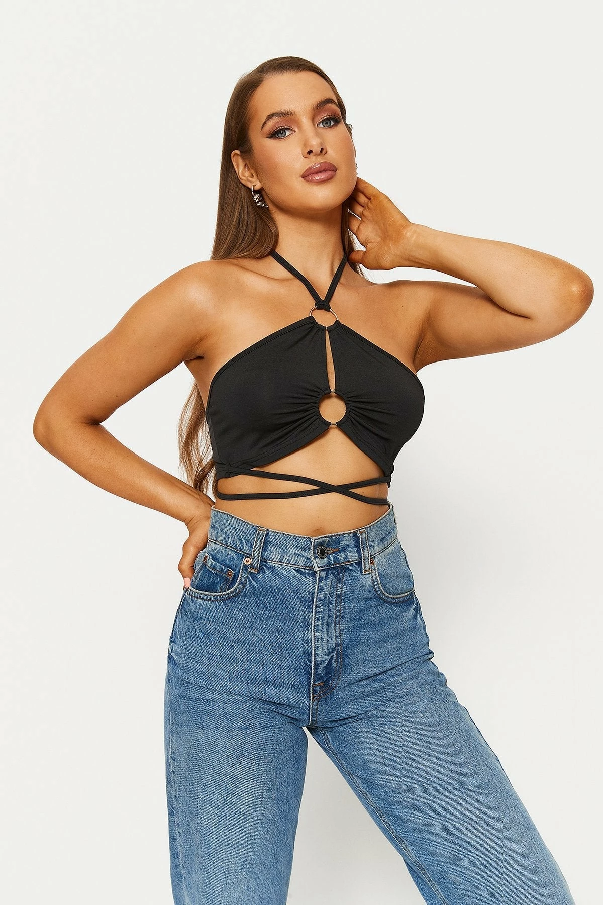 Solado Halter Neck Cut Out Cross Tie Backless Crop Top 3 Solado Halter Neck Cut Out Cross Tie Backless Crop Top