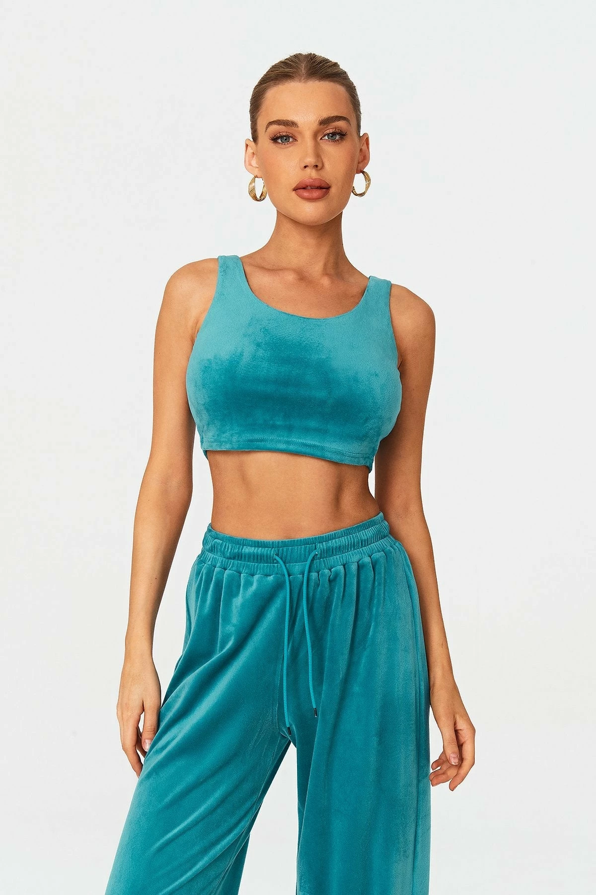 SOLADO U Neck Sleeveless Solid Velvet Tank Top 4 SOLADO U Neck Sleeveless Solid Velvet Tank Top - Image 2
