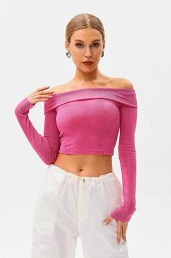 Solado Off Shoulder Layered Long Sleeve Crop Top