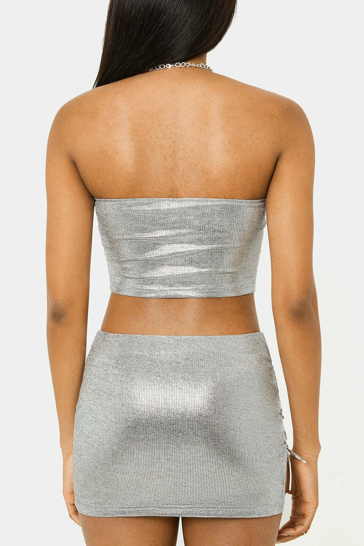 SOLADO Silver Pressed Off Shoulder Backless Corset Top 9 SOLADO Silver Pressed Off Shoulder Backless Corset Top - Image 7