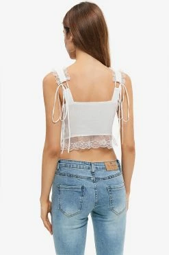 Alternative view of Solado Lace Trim Tie Front Sleeveless Crop Top