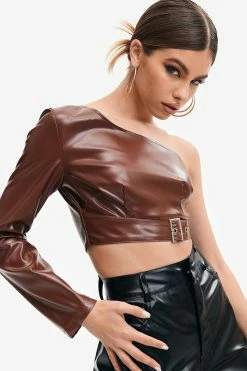 Solado One Sleeve Cut Out Buckled PU Leather Crop Top -SOLADO Shop jpeg cdde1142 e618 4f58 8ef4 633f91e10ba9 1800x1800
