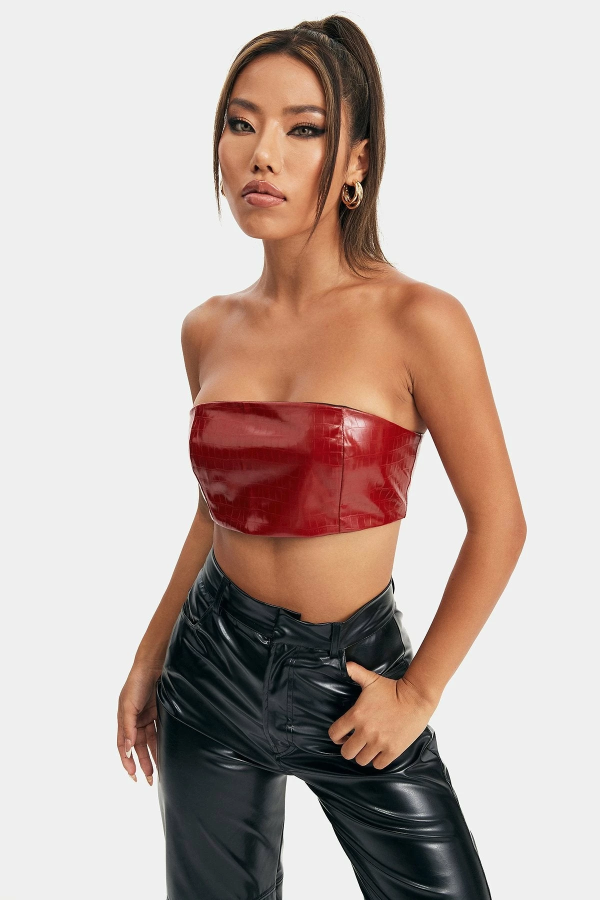 Solado Off Shoulder PU Leather Hook And Eye Tube Corset Top 5 Solado Off Shoulder PU Leather Hook And Eye Tube Corset Top - Image 3