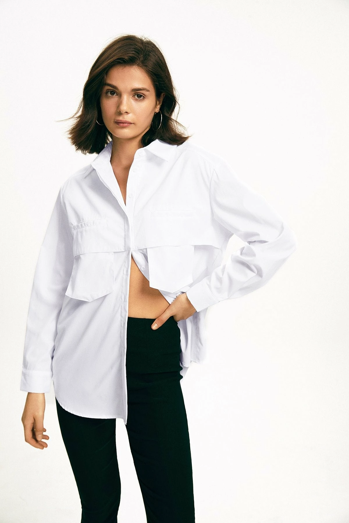 Solado Lapel Neck Dual Pocket Long Sleeve Solid Blouse 7 Solado Lapel Neck Dual Pocket Long Sleeve Solid Blouse - Image 5