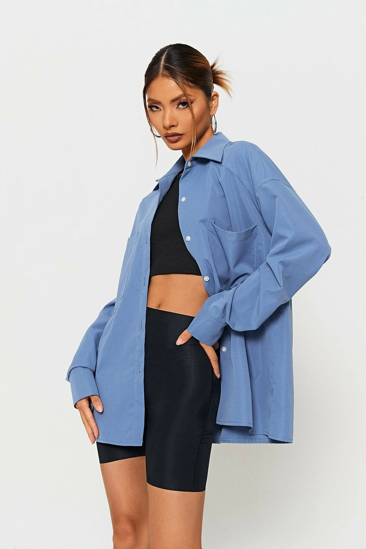 SOLADO Lapel Neck Pocket Patched Solid Long Sleeve Shirt 4 SOLADO Lapel Neck Pocket Patched Solid Long Sleeve Shirt - Image 2