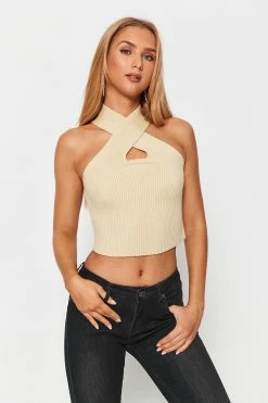 Alternative view of Solado Cross Front Ribbed Knit Sleeveless Crop Top